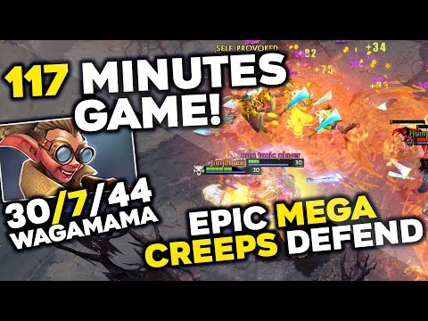 CRAZY 2 HOURS GAME - Wagamama Snapfire EPIC Mega Creeps Defend - WTF 7.23 Patch Dota 2