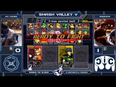 Smash Valley V Melee Singles - SS | Colbol (Fox) vs VGz | SmashG0D (Marth) - Winners Top 48