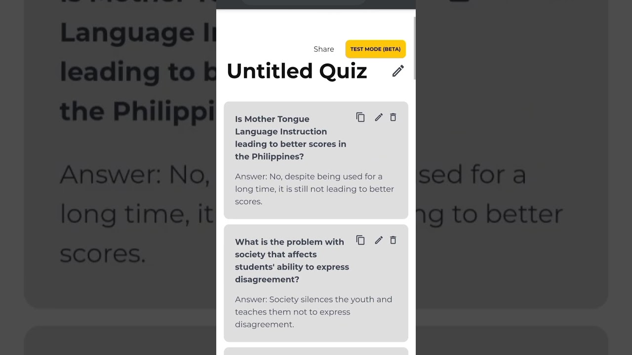 Quiz creator using Yippity.io