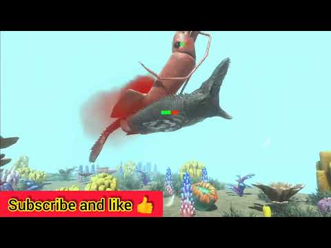 Battle of two predators in the ocean. Mosasaurus vs Colosal Squid - Animal Revolt Battle Simulator ✅