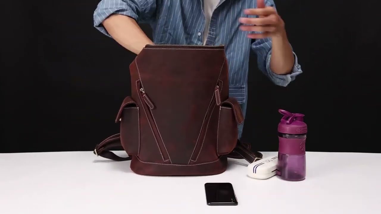 The Top | Leather Backpack in Brown