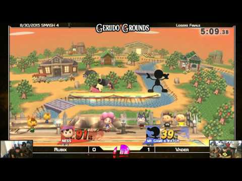 Gerudo Grounds Smash 4 Losers Finals: Rubix (Ness) vs Vader (G&W) 8/30/15