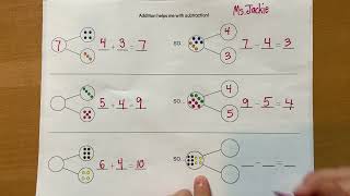 Addition helps with Subtraction, Number Bonds
