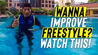 Adult BEGINNER learn to IMPROVE FRONT CRAWL & SWIM FREESTYLE to glide better