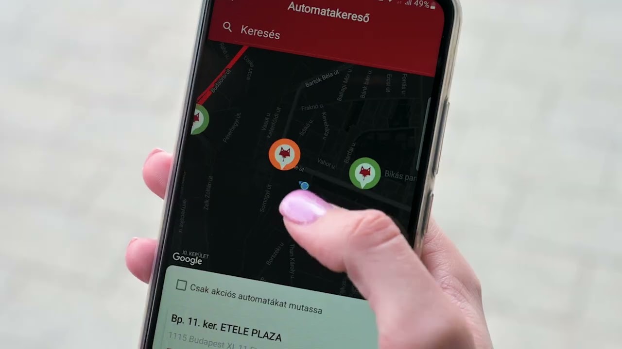 FOXPOST applikáció - Automatakereső