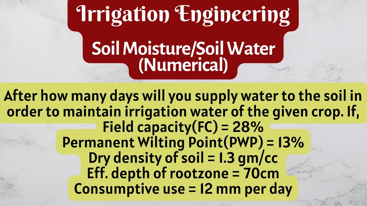 After how many days will you supply water to the soil | Frequency | Soil Moisture Numerical Problem