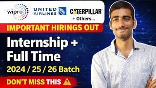Wipro, United Airlines, Caterpillar Hiring 2026 | Freshers Jobs 🔥
