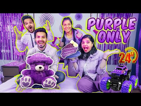 Using Only Purple things for 24 Hours Challenge | Hungry Birds