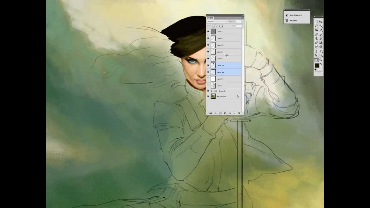 Painting a female face in Photoshop