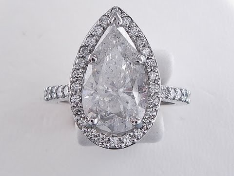 4.40 ctw Pear Shape F-SI3 Diamond Engagement Ring - BigDiamondsUSA