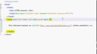 HTML návod 14   Nastavení barvy textu a odkazů pro celou stránku