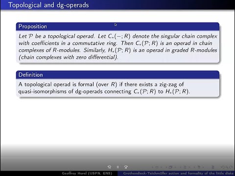 Geoffroy Horel. Grothendieck-Teichmüller action and formality of the little disks operad