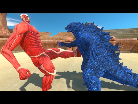 COLOSSAL TITAN VS GODZILLA BLUE - Animal Revolt Battle Simulator