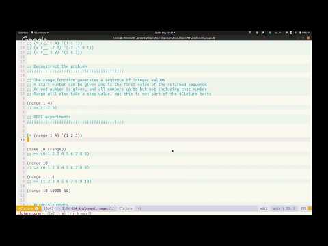 Practicalli Clojure 27 - 4Clojure 34 Implementing range function