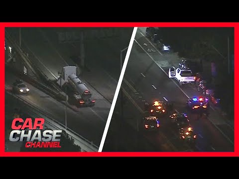 Suspects carjack multiple vehicles, including big rig, in wild chase across LA | Car Chase Channel