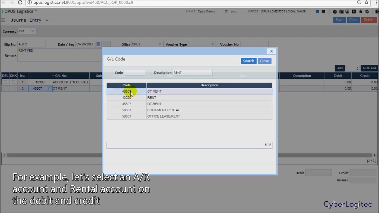Logistics Training - Journal Management