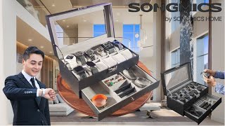 SONGMICS Uhrenbox mit 12 Fächern und 2 Ebenen, verschließbar | Perfekt, um Ihre Uhrensammlung zu ...