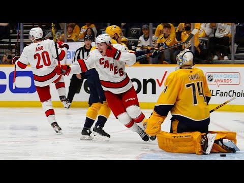 Aho sends Canes to Second Round with deflection in OT