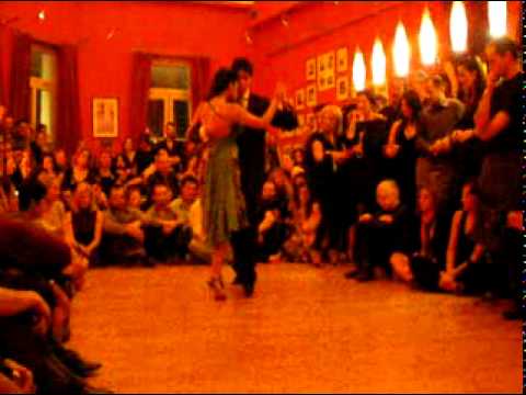  Maria Ines Bogado  and  Sebastian Jimenez  are  dancing  to  the  tango  "  Pensalo Bien  "