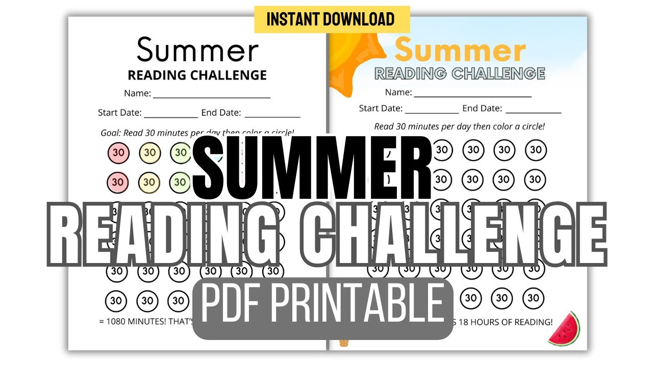 Summer Reading Challenge Printable (PDF)