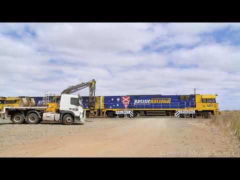 6MP4 Pacific National TOLL Container Train Passes ARTC Work Vehicles (16/2/2024) - PoathTV