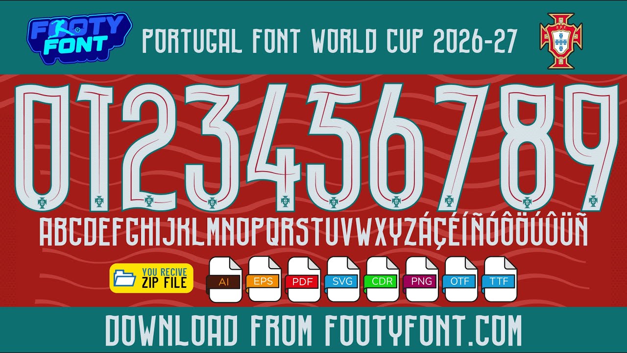 Portugal 2026/27 World Cup Font | Download OTF, TTF & Vector (AI, EPS, CDR)