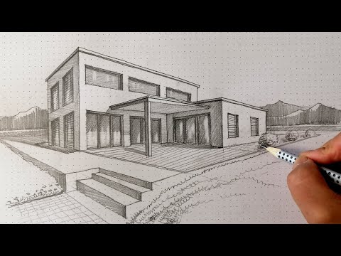 Wie zeichnet man ein Haus in 2 Punkt Perspektive