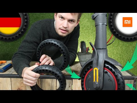 Xiaomi TUTO - Installing a solid rubber tire on the front wheel of an M365 Pro - Mi 3! 🛴 💚 🔧