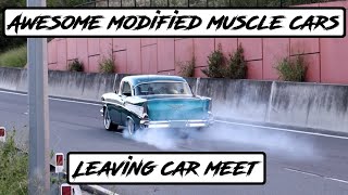Awesome Modified Muscle Cars Leaving Joe's Diner Meet | Accelerations, Loud Cars and Burnout!
