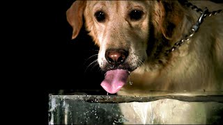 Dog Drinks Water In Ultra Slow Motion - कुत�