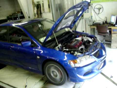 2005 Mitsubishi Lancer Evolution dyno, Greddy T67 turbo kit, 331 whp and 283 tq at 20 psi, mpg tune