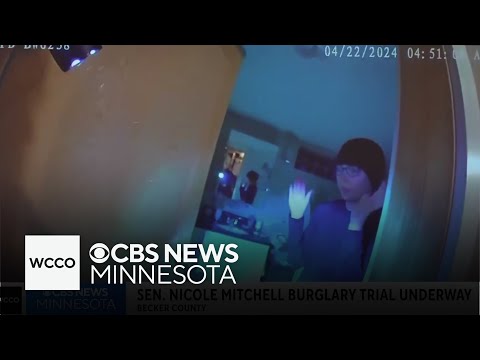Video showing Sen. Nicole Mitchell dressed in black, wearing hood shown in Day 1 of burglary trial