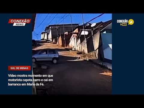 Vídeo: Vídeo mostra momento em que motorista capota carro e cai em barranco em Maria da Fé.