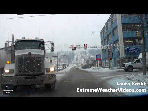 2-9-2018 Butler, PA Snowy Road Conditions, Salt Trucks and Plows Treat Roads
