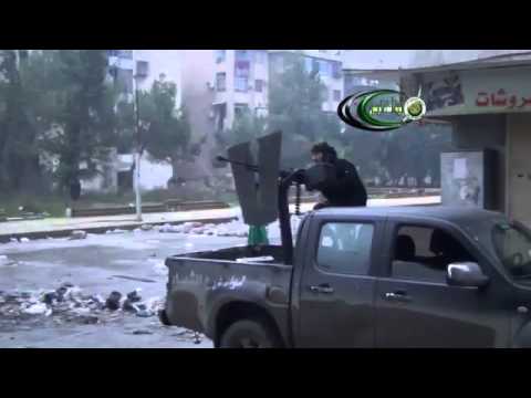 استهداف قوات النظام برشاش دوشكا من قبل لواء أحفاد الرسول في حي بستان القصر في مدينة حلب