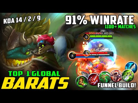 91% Winrate! Barats Top 1 Global Funnel Gameplay and Best Build 2021 | KUYA MU JAY ~ Mobile Legends