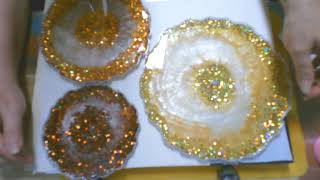 How to Make a 3-Tiered Cupcake/Petit Four Display Stand, Resin, Mica Powders and Holographic Glitter