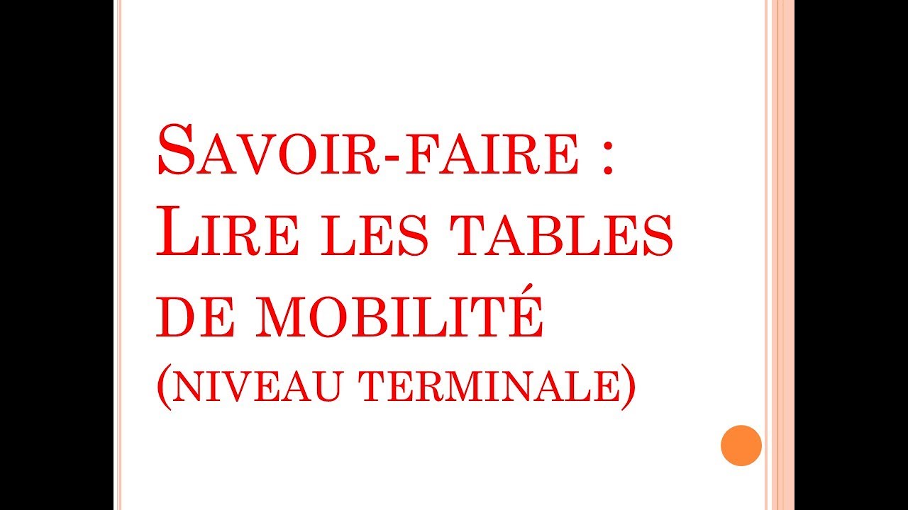 SES - Révision des savoir-faire - Lire des tables de destinée et de recrutement