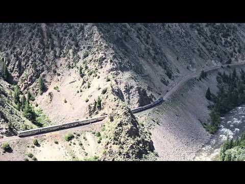 Amtrak California Zephyr enters Gore Canyon along Colorado River