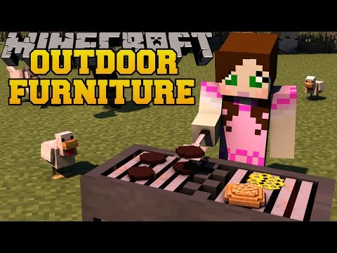 Minecraft: OUTDOOR FURNITURE (GRILL, DIVING BOARD, TRAMPOLINE, & MORE!) Mod Showcase