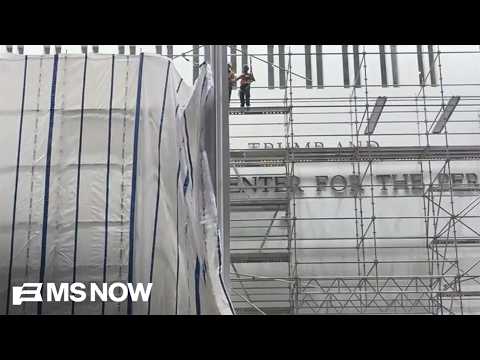 LIVE: Trump name removal from Kennedy Center being blocked by tarp
