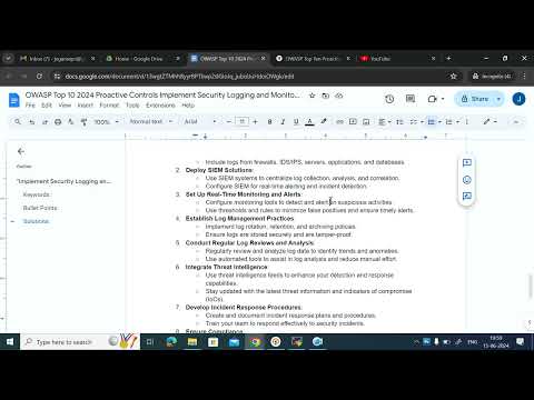 OWASP Top 10 2024 Proactive Controls Implement Security Logging and Monitoring