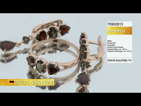 Sokolov Damenring aus 925 Silber vergoldet mit Granat und Rauchtopas