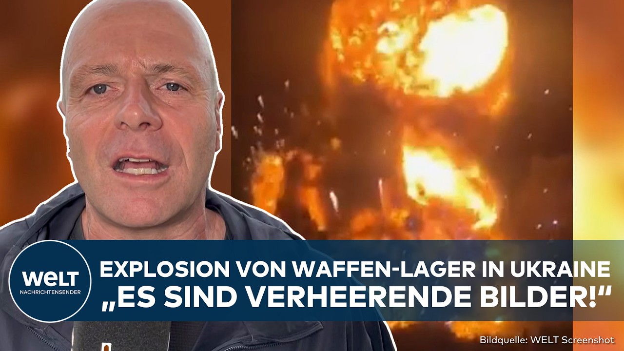 PUTINS KRIEG: "Verheerende Bilder!" Video zeigt Explosion von Waffen-Lager in Ukraine