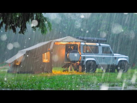 🌧 NEVER END RAIN? 🏕 SOLO CAR CAMPING in the Clouds Mountain / ASMR cozy & relexing sound
