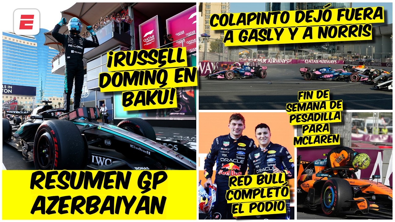 PALIZA de RUSSELL en AZERBAIYÁN. Error CATASTRÓFICO de COLAPINTO. Carrerón de VERSTAPPEN | Fórmula 1