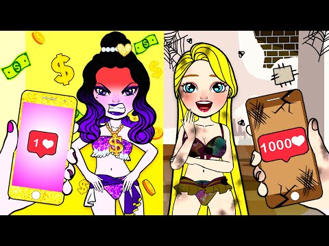 Paper Dolls Dress Up - Rich VS Poor Challenge Adorable Handmade - Princess Contest Paper Crafts