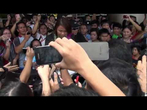 Arrival of Pandelela Rinong at Kuching International Airport