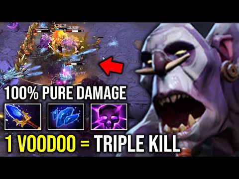 WTF 1 Shot Voodoo Switcheroo = Triple Kill Support Witch Doctor 100% Pure Damage AOE Ward Dota 2 - YouTube