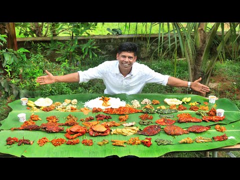 ONAM SADHYA | 100 Verieties Of SEA FOOD Sadhya | Tasting 100 Fish Items In Our Village